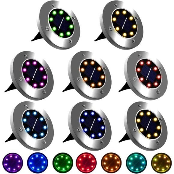 Solar Ground Lights, 8 Pack, Waterproof Outdoor Lights for Garden Yard Patio - Picture 1 of 7